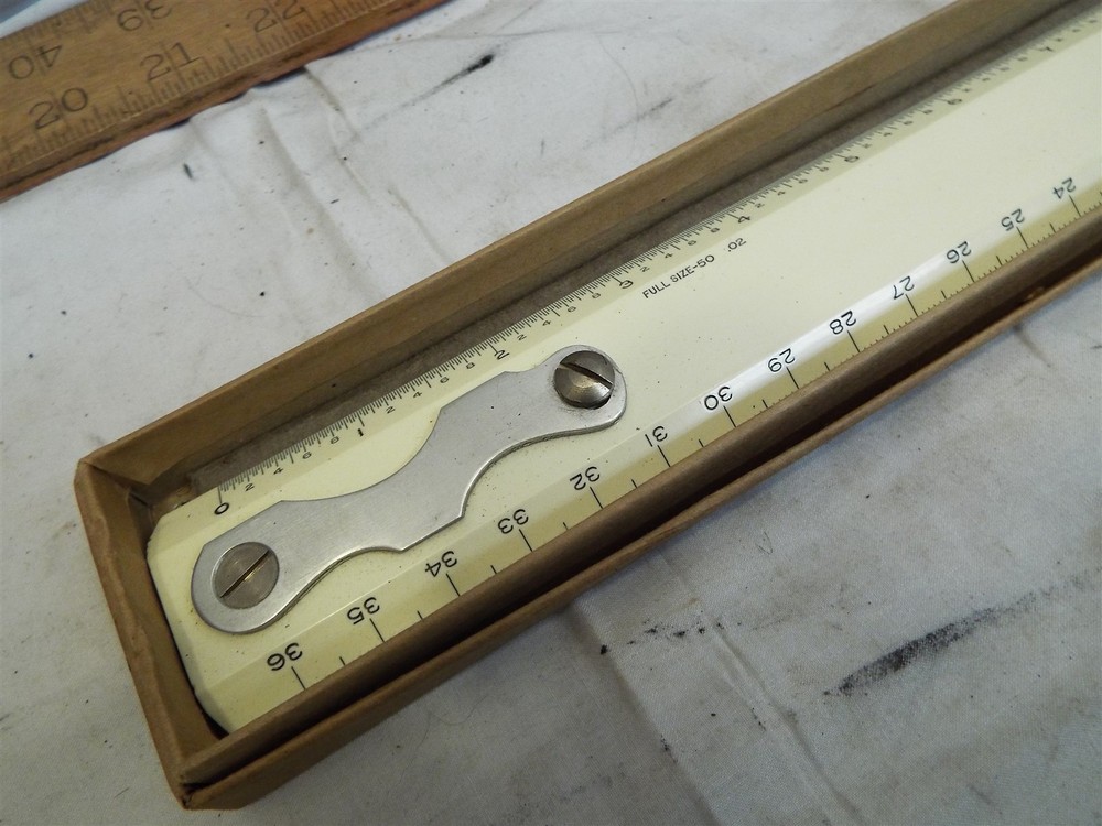 Jones & Lamson Draft Machine Scale Rule Drafting Tool in Box 19" Blue Print