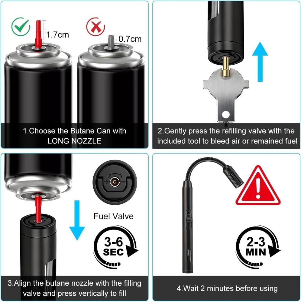 Long Grill Lighter,Refillable Butane,Windproof Flexible with Visual Fuel Wind...