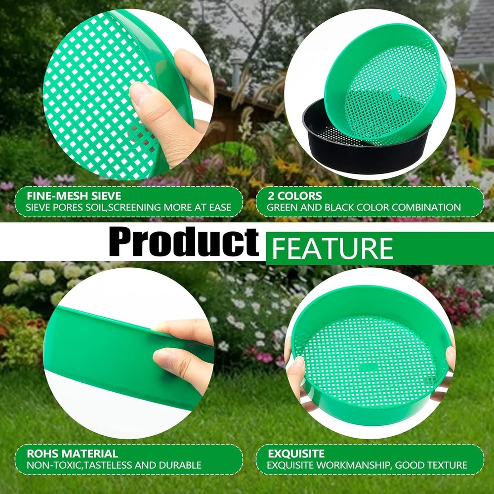 Round Plastic Garden Soil Sifter Set 4 Pack
