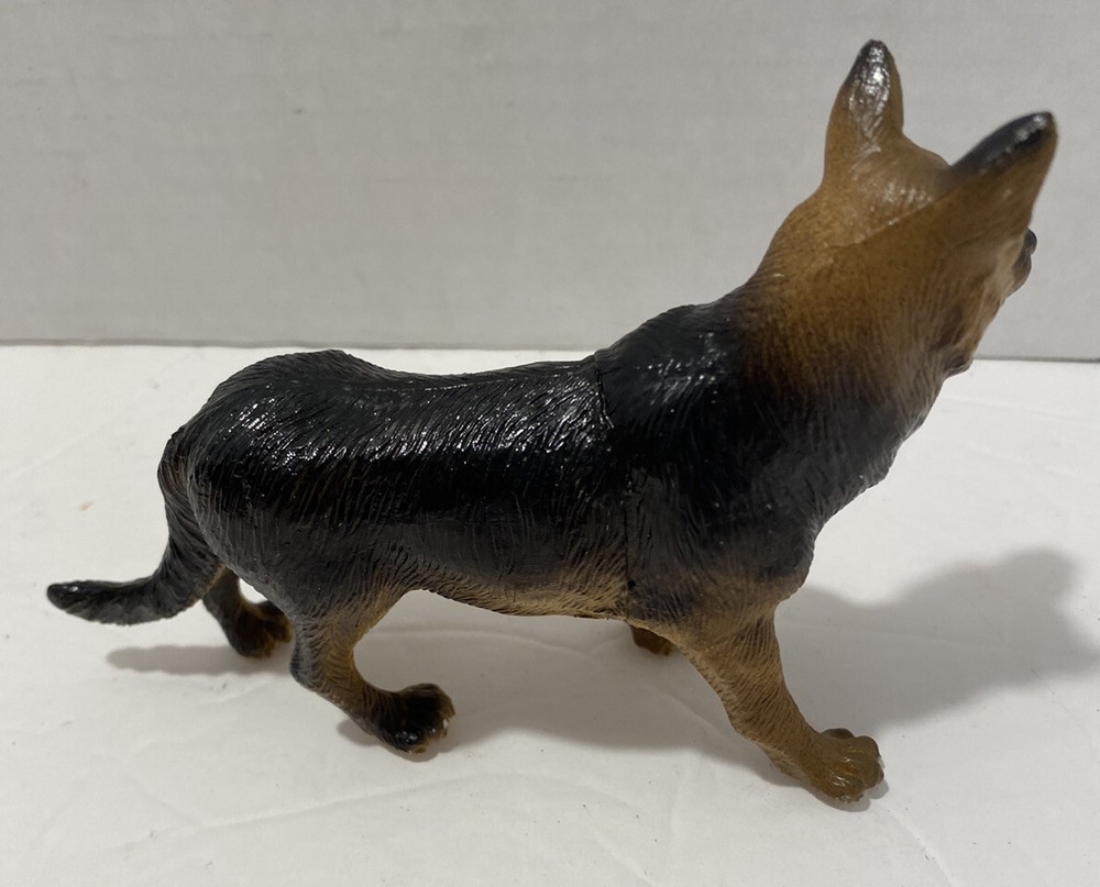 German Shepard Dog Toy Figure Textured Plastic 4"