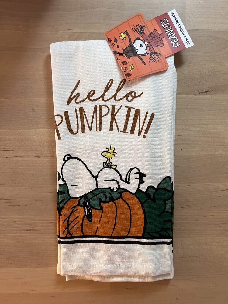 Peanuts Snoopy Set Of 2 Kitchen Towels Hello Pumpkin