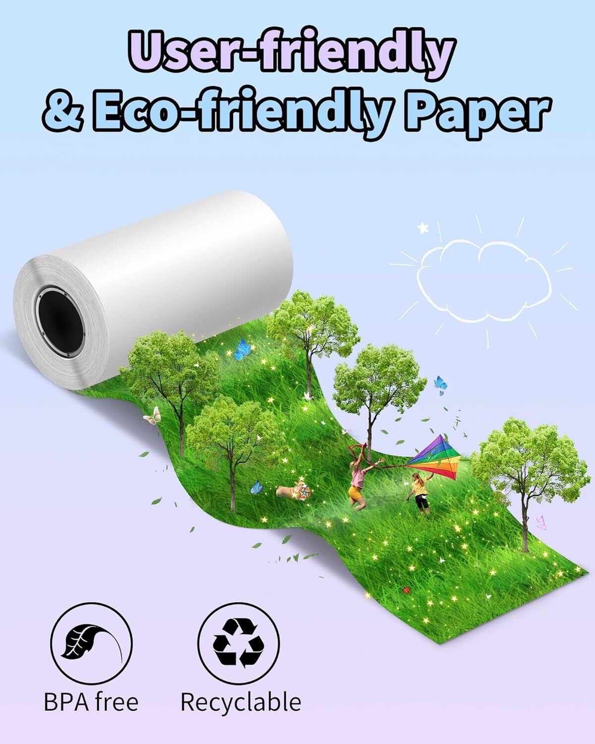 3-Roll Self-adhesive Sticker Thermal Paper for Phomemo T02 M02 M02S M02PRO M04AS