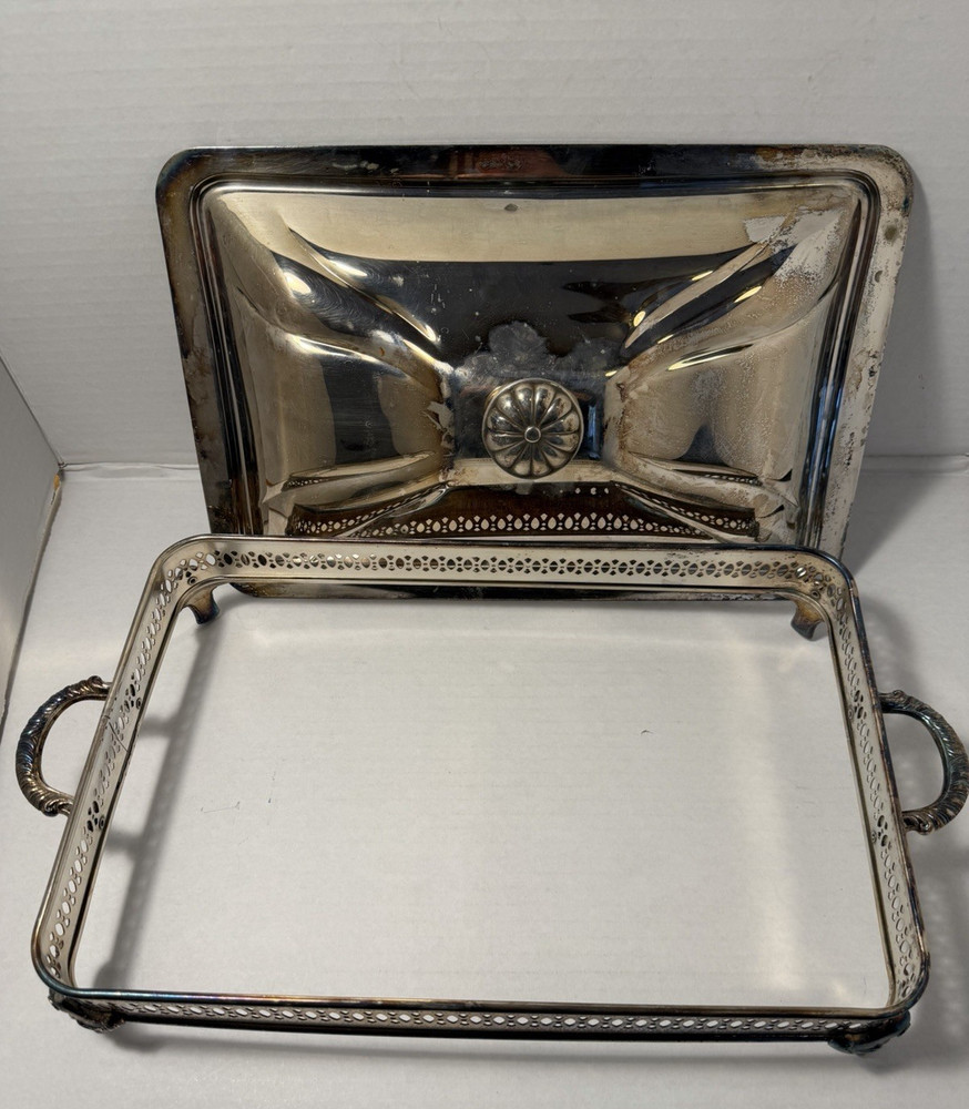 Vintage Silver Plated Casserole Dish Holders Footed Stand with Handles Lot of 3