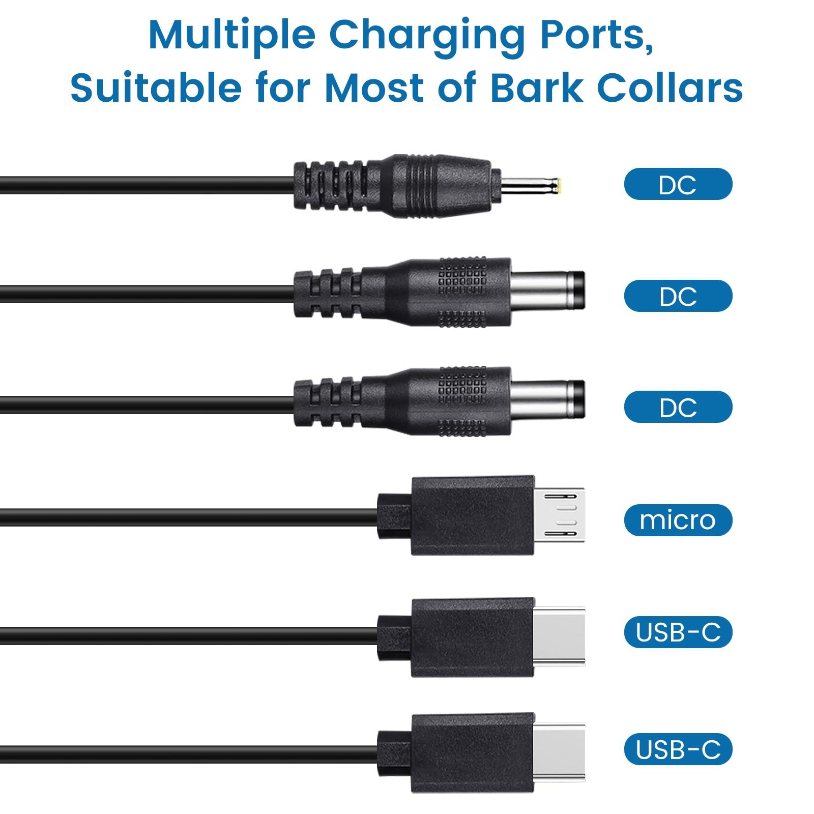 Charger for Bousnic Dog Shock 3.3 ft cable with 6 charging ports, Black