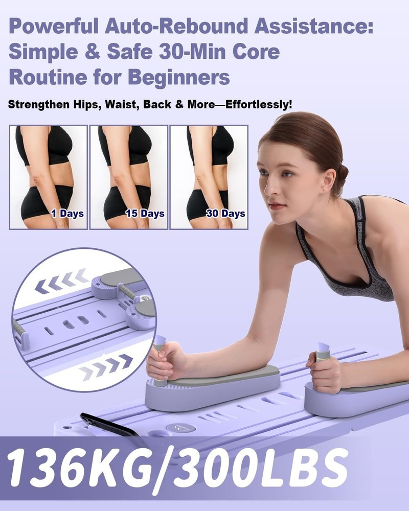 Pilates Board - Multi-Functional Pilates Reformer for Core & Abdominal Training,