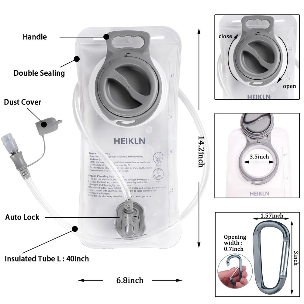 Hydration Bladder 2 Liter,Water Bladder for Hiking Backpack,Leak Proof Water ...