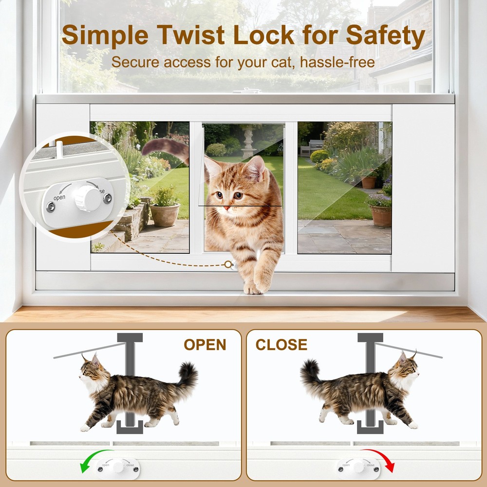 Cat Window Door with Magnets - Quick-Fit Insert for Easy Access