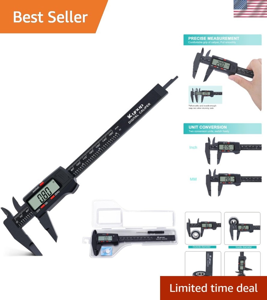 6-Inch Electronic Caliper with LCD and Inch/mm Conversion, Durable Plastic