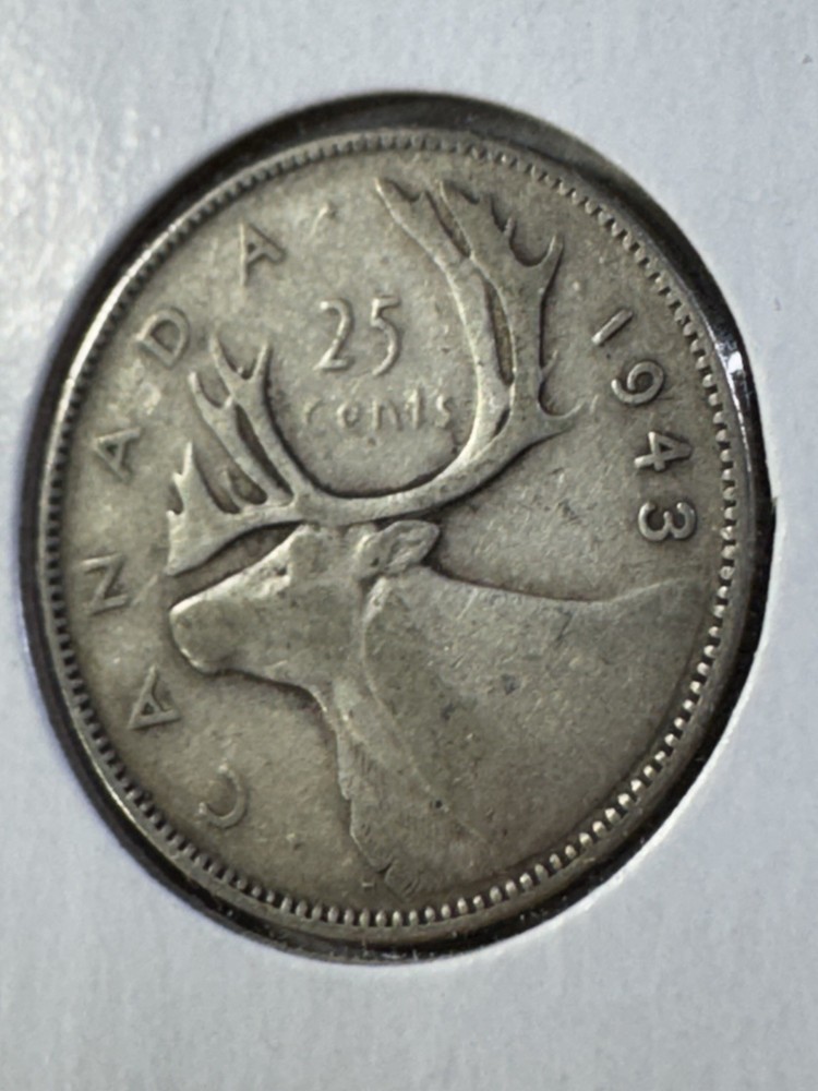 1943 Canada 25 Cents Silver Coin