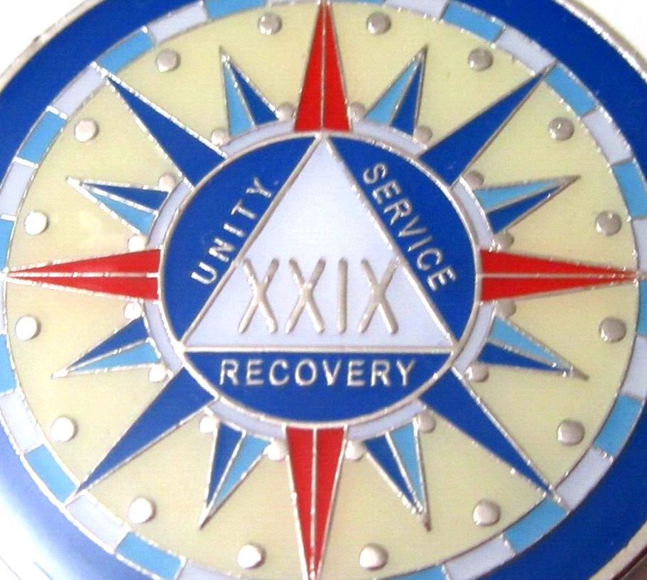 Alcoholics Anonymous medallion year 29 Compass AA Sober Chip token