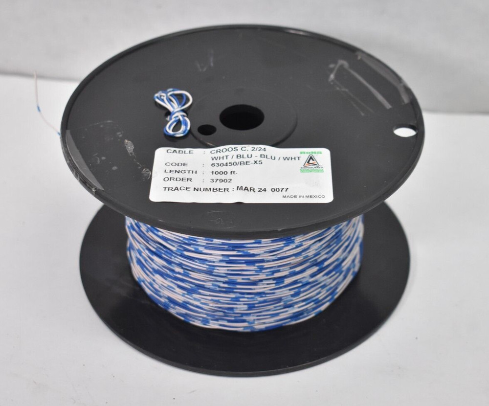 Condumex White/Blue Solid Conductor Cross Connector Wire 1000' 630450/BE-X5