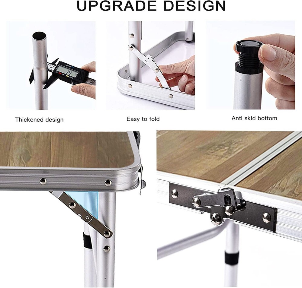Aluminum Camp Table, Folding Table Portable,Lightweight,Foldable with 2 Adjus...