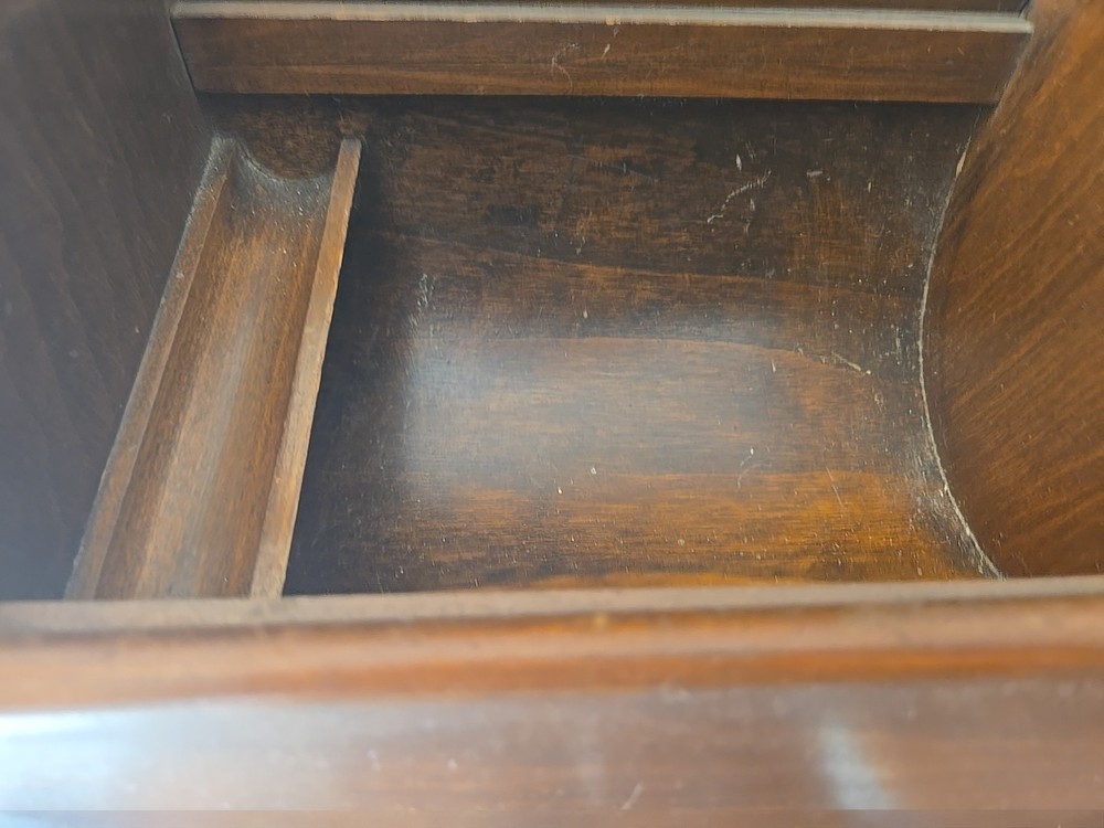 Vintage Wood Sewing Box hinged Flip Lid knobs Handle Primitive Colonial Caddy