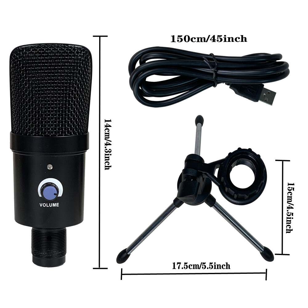 Pro Condenser USB Microphone Kit Complete Set For Studio Recording PC Phone Mic