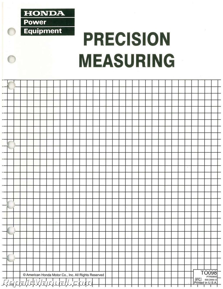 Honda Precision Measuring Manual : TO098