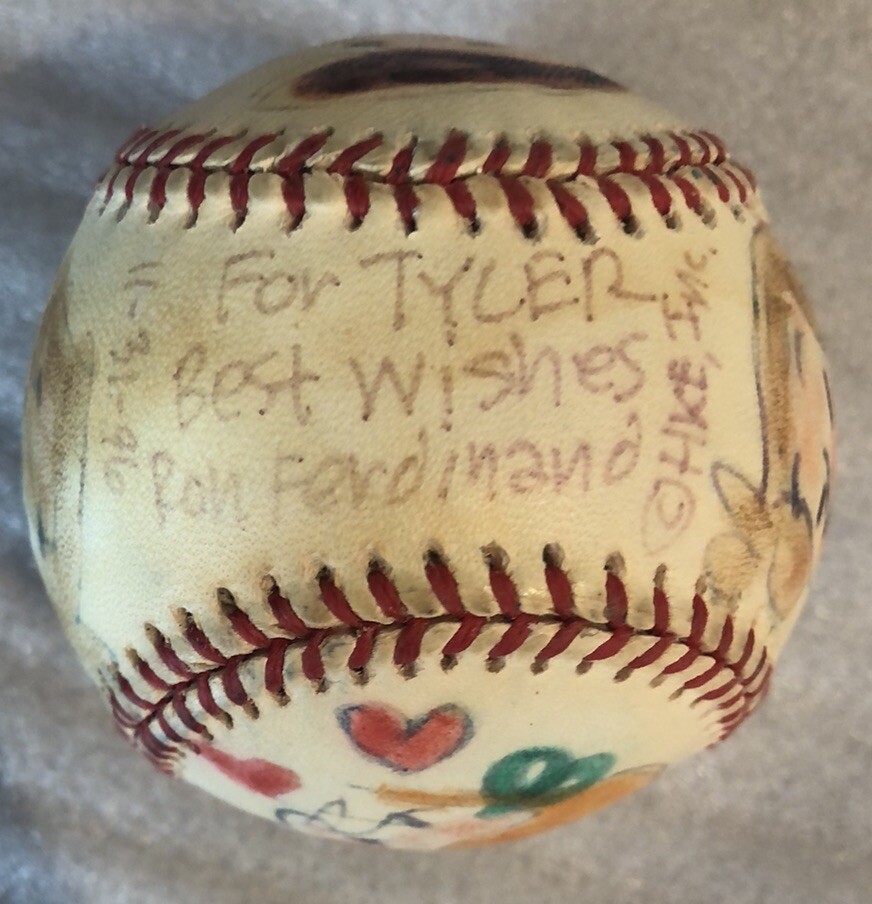 Ron Ferdinand Denis the Menace Signed Rawlings Baseball Multiple Sketches