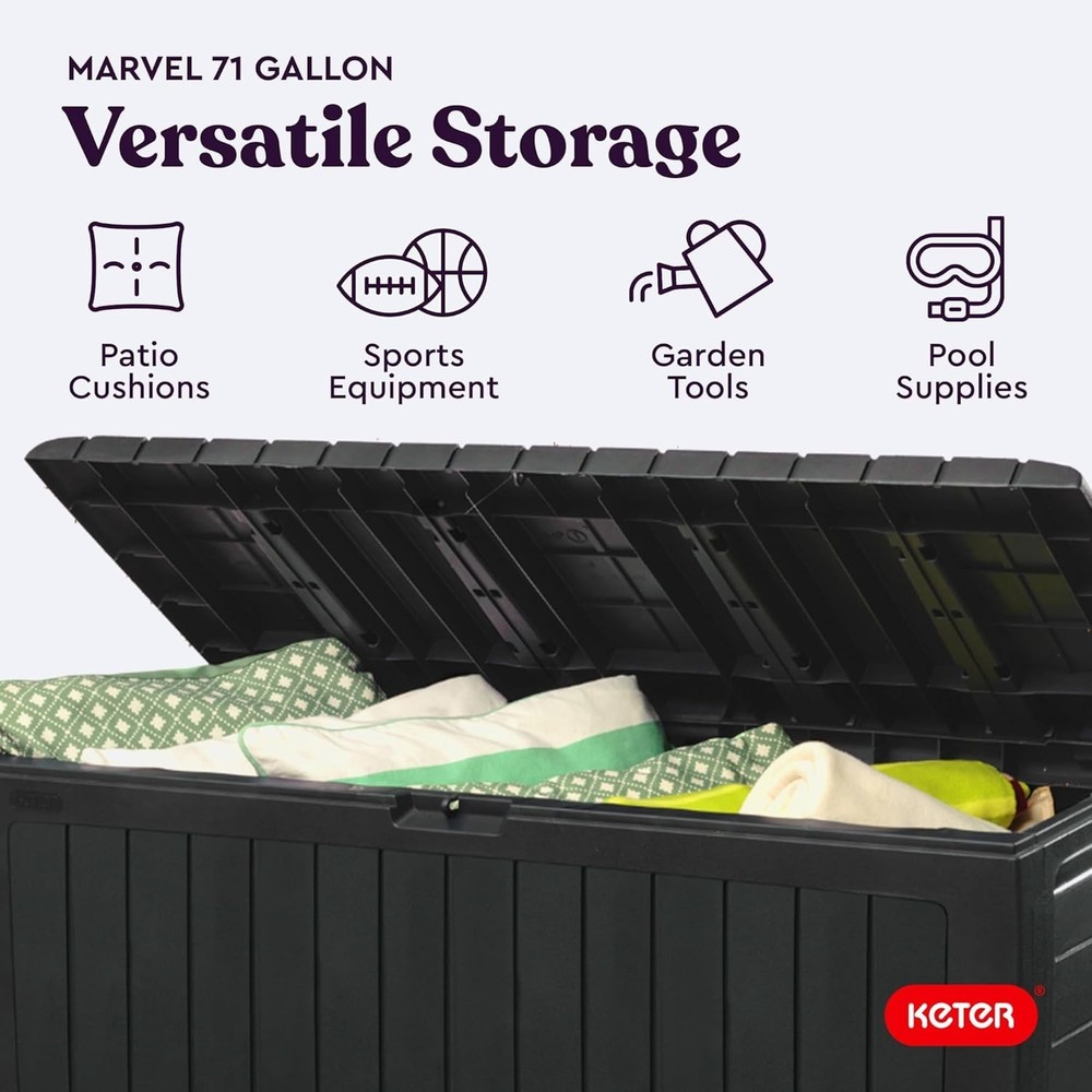 Marvel 71 Gallon Resin Deck Box - Stylish & Secure Storage for Patio Essentials