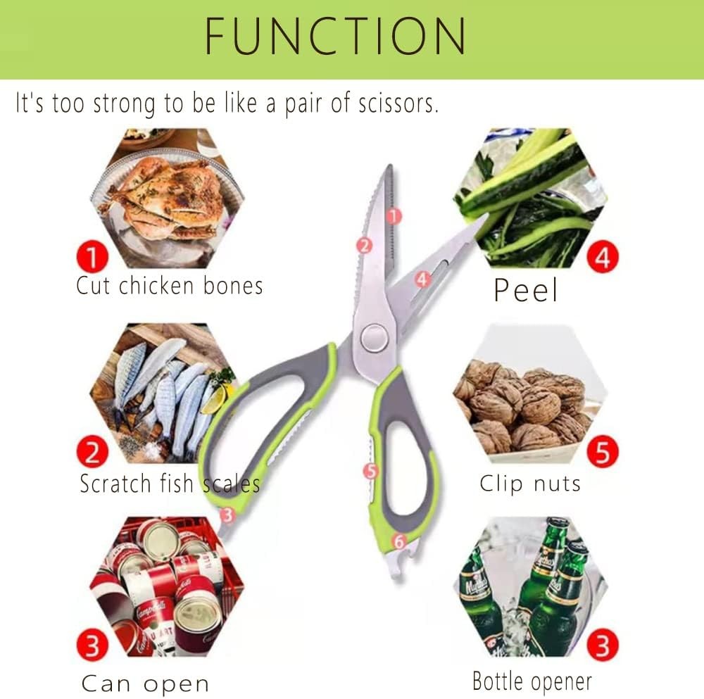 Kitchen Shears Sharp Scissors Stainless Steel Meat Chicken Professional BBQ New