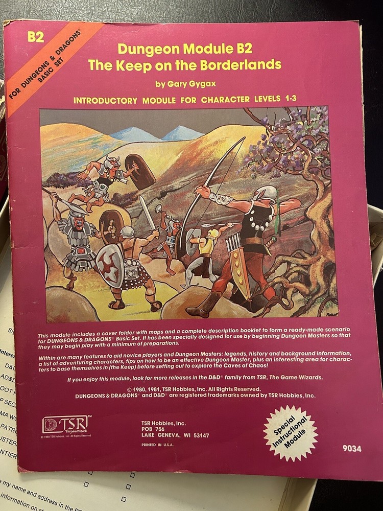 Dungeons & Dragons BASIC SET TSR 1011 Purple Box Set 1980 Module B2 Promos VG