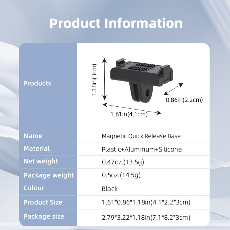 Accessories For DJI Action 3/4 Camera Magnetic Quick Release Mount Base Black
