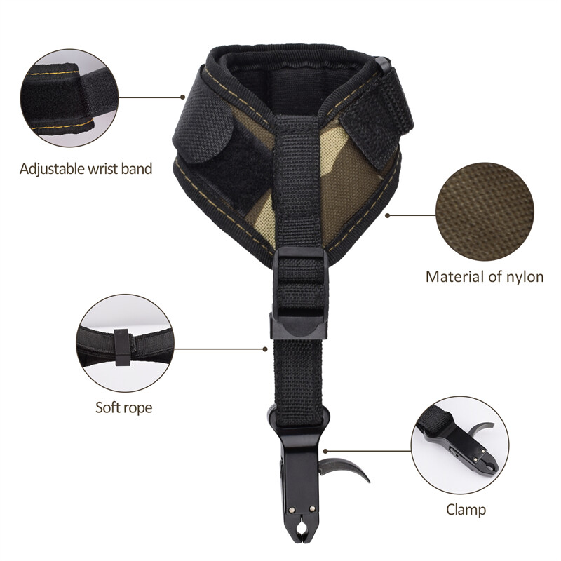 1PCS Archery Release Aids Caliper Trigger Wrist Strap Camo Compound Bow Hunting