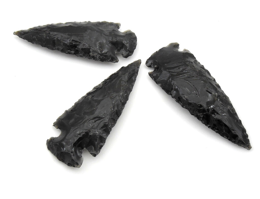Black Obsidian Flint Stone Bird Arrow Head Point Big One 3 Inches Arrowhead
