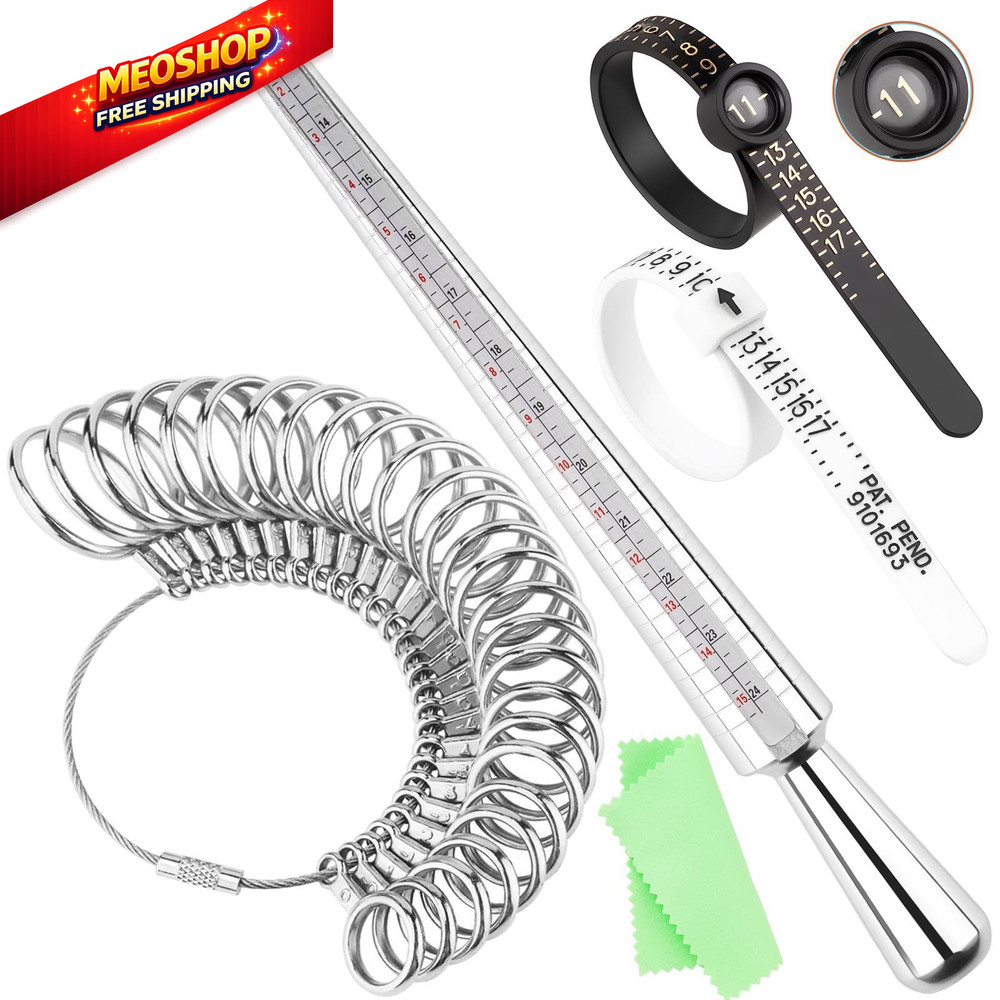 UUBAAR Ring Sizer and Measuring Tool, 5-in-1 Pro Sizing Kit: silver