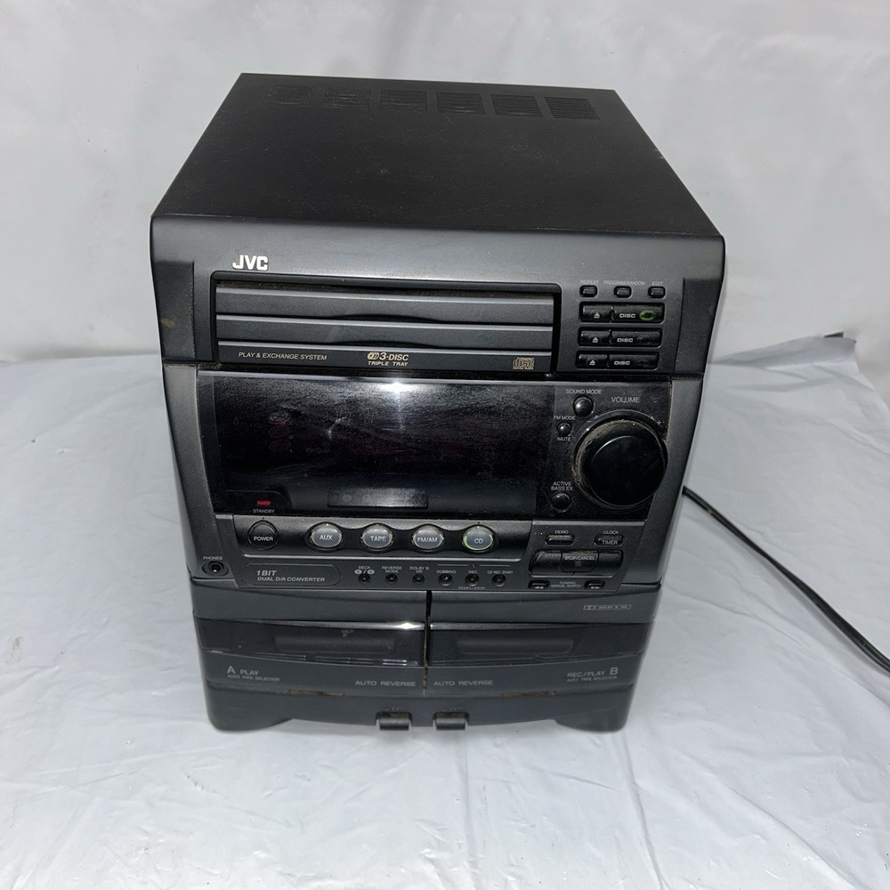 JVC MX-D4T Tuner Component Amp 3 Disc CD/Cassette Player Hi Fi System - POWERS