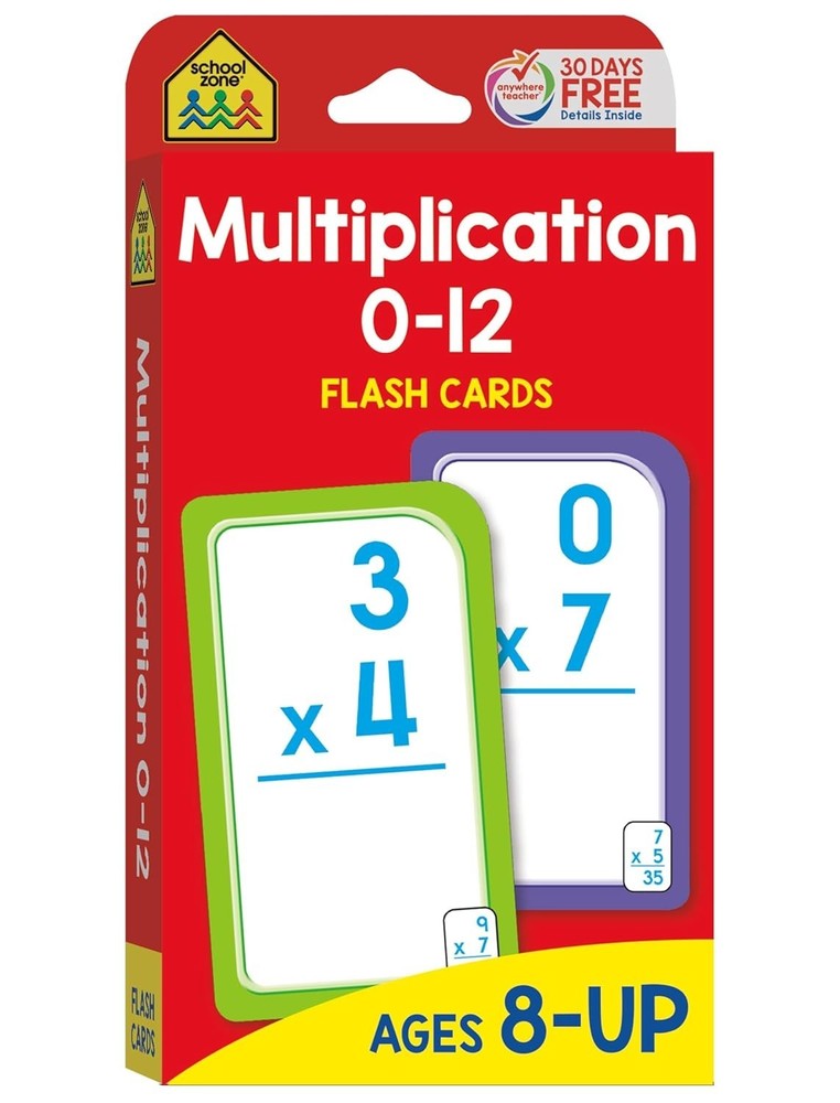 School Zone Multiplication 0-12 Flash Cards: 56 Math Cards,3rd Grade,4th Grade