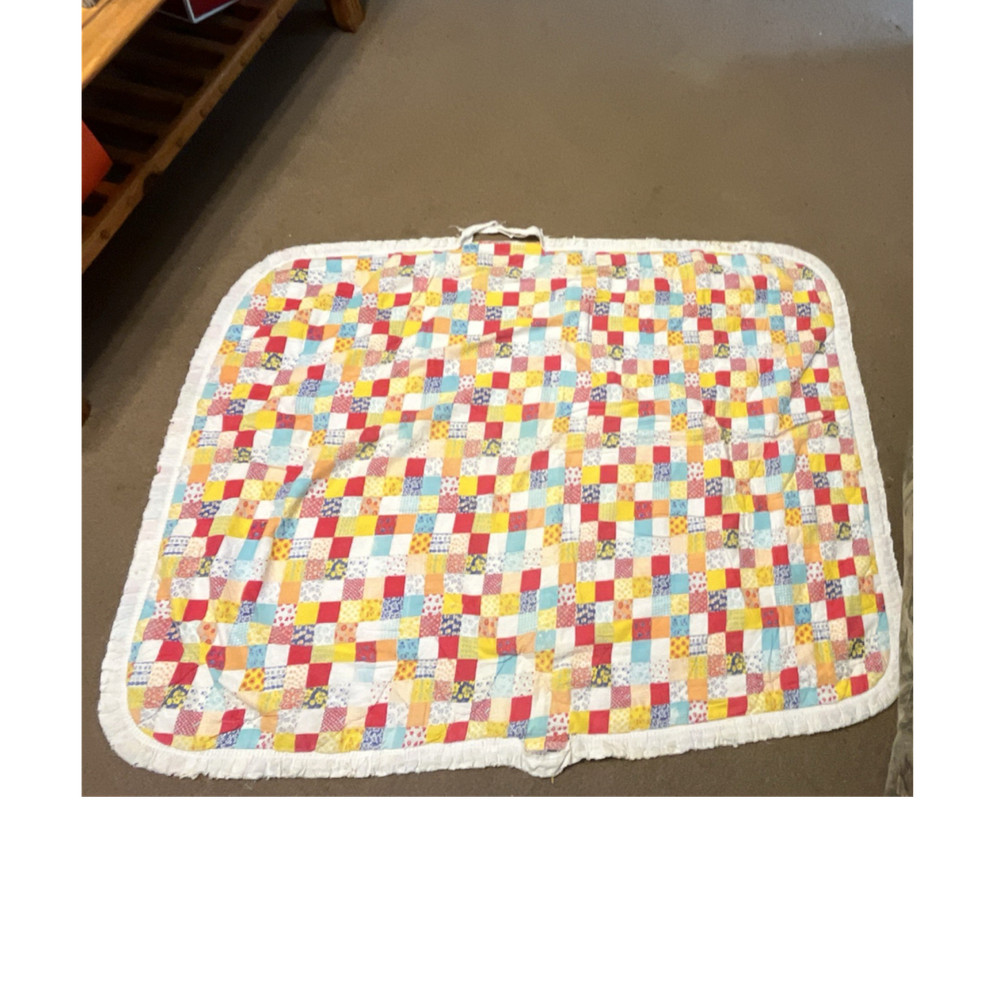 Handmade Patchwork Cotton Quilt Yellow Multicolor Blanket