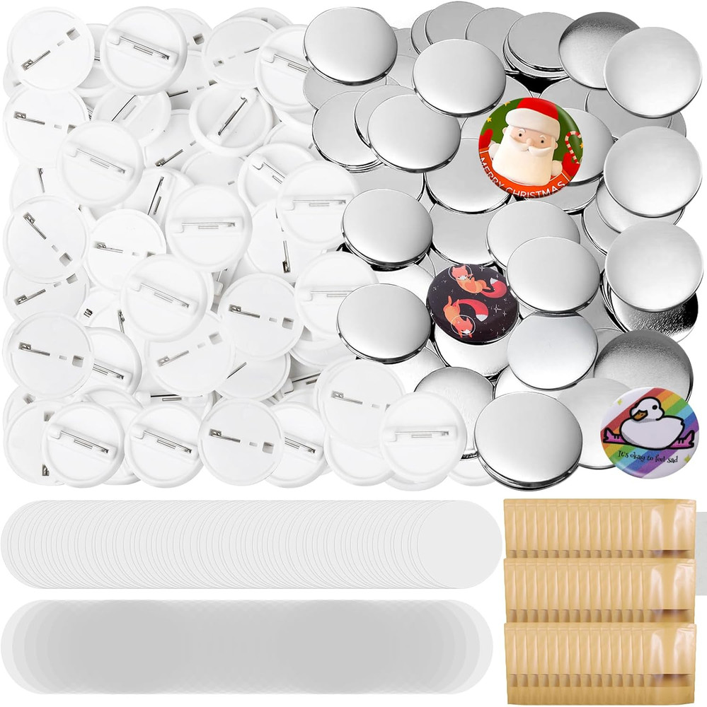 200 Sets 25Mm Button Maker Supplies for Button Maker Machine 25Mm, Includes Blan