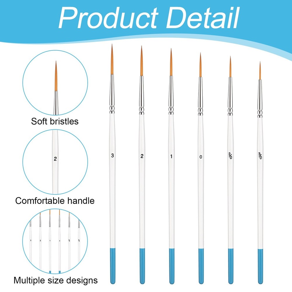 Script Liner Brush, 6 PCS Highly Flexible Paint Brushes Extra Long Fine Point...