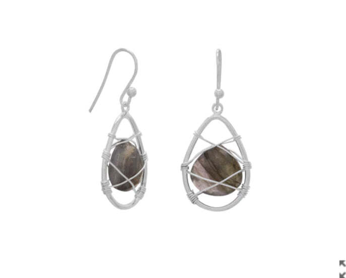 Wire Wrap Labradorite Earrings