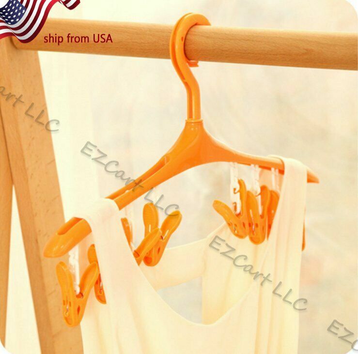 Multi-Function Underwear Socks Clothes Laundry Hanger Drying Rack + 8 Clips Pegs