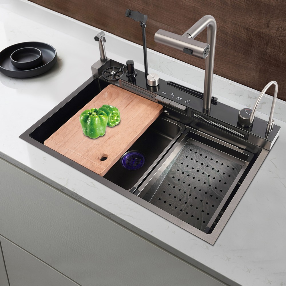 Sink Kitchen Sink Digital Display Stainless Steel Sink Kitchen Sink Rectangular