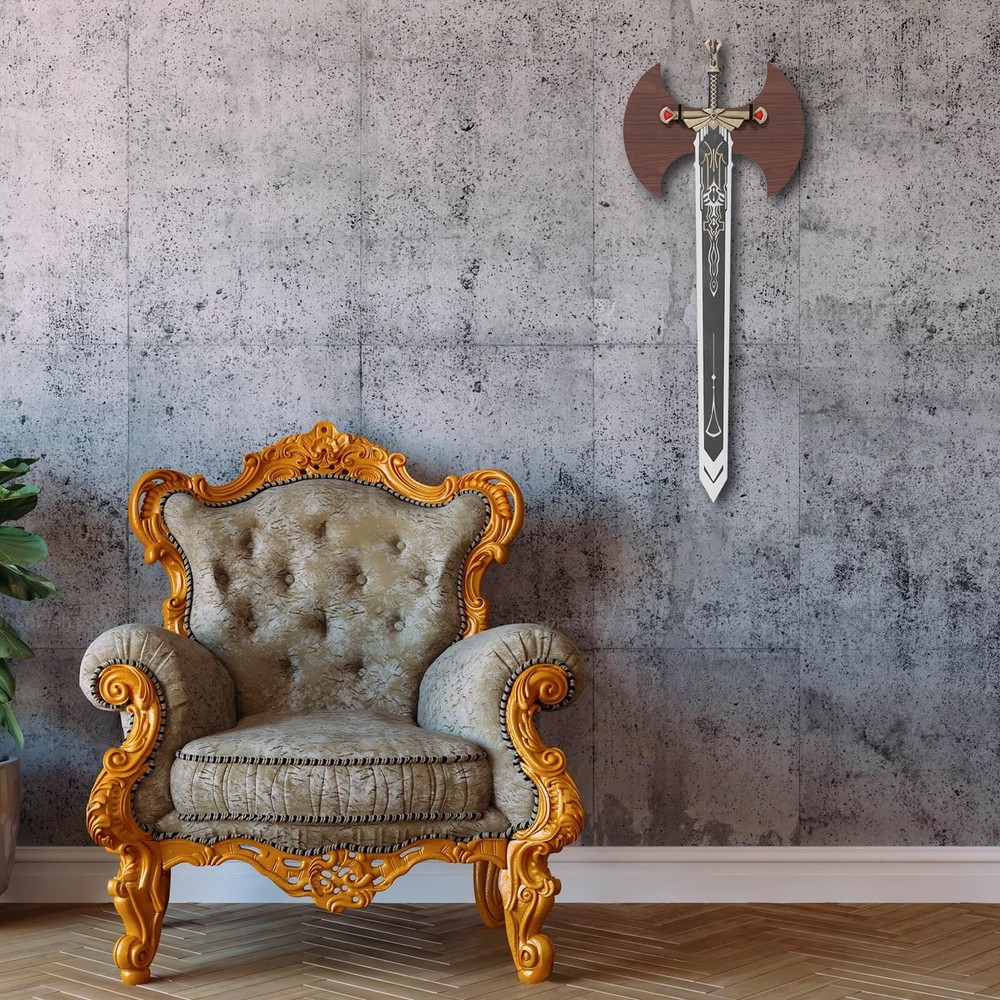 Solid Wood Sword Wall Mount, Vertical Sword Display Rack with Adjustable Hook...