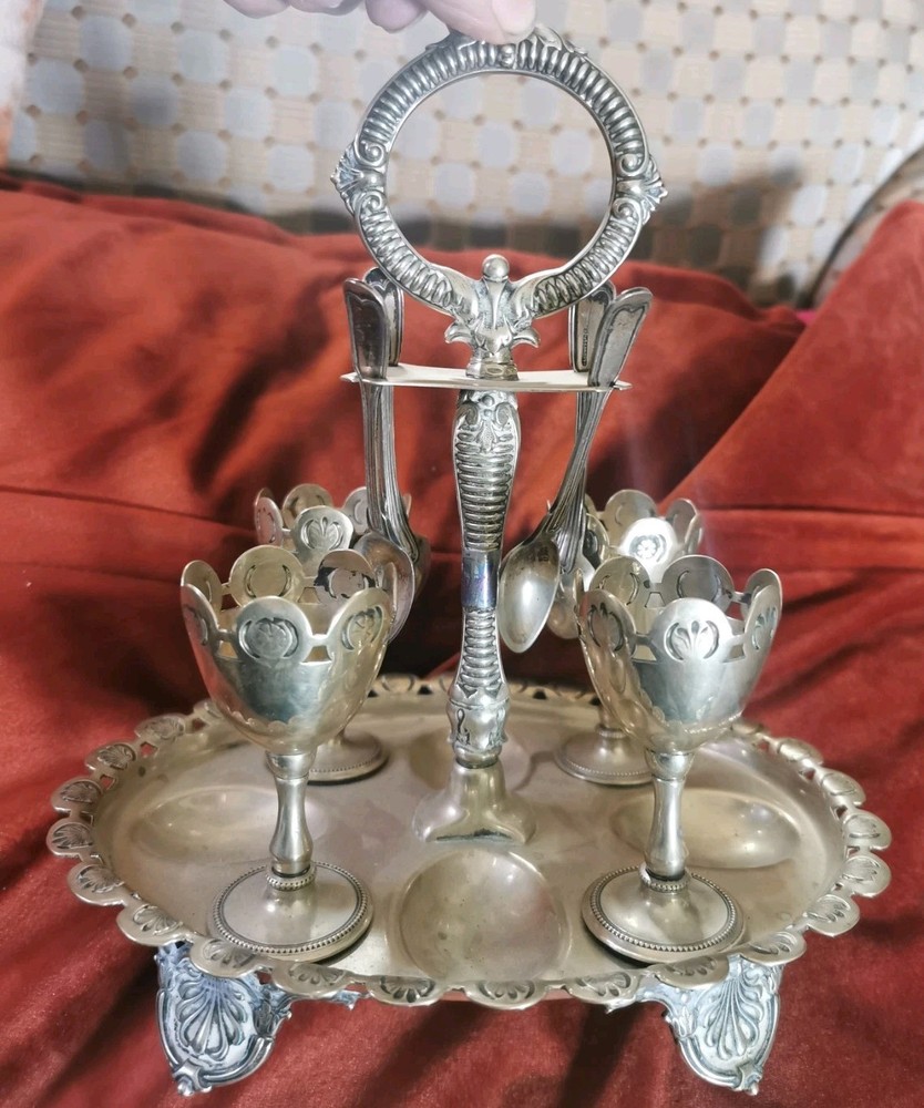 Antique Silver-Plated Victorian Egg Server. A B & Co. Excellent.