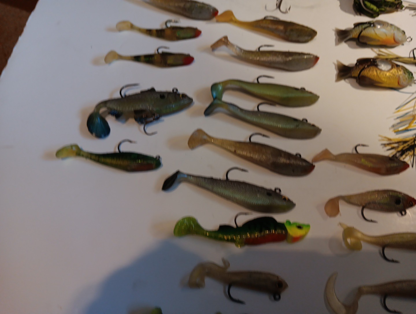 Lot of 43 Weedless & Rubber Lures Frogs, Turtle, Fish w/case