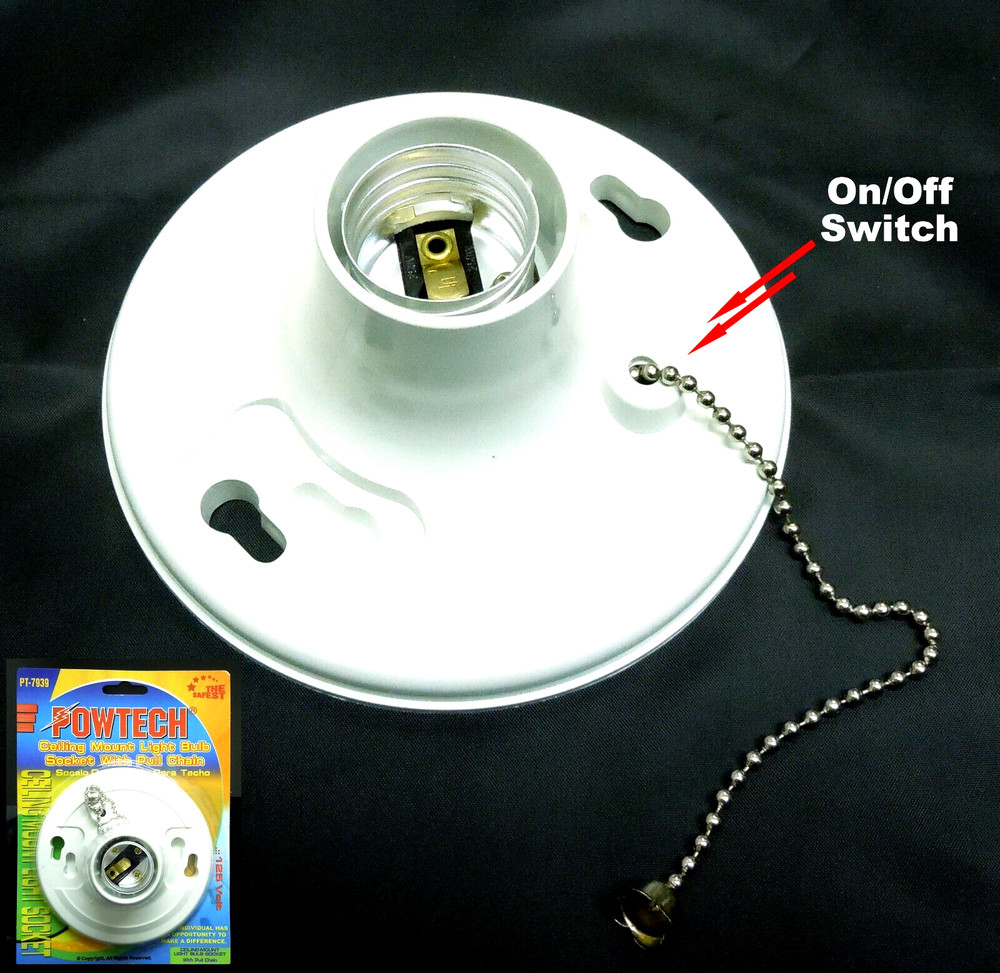 Ceiling mount light bulb 125v Socket with on / off pulling chain switch