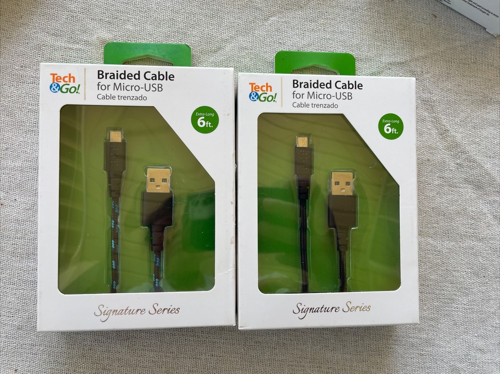 8pk-6ft Braided Micro USB Charging Cable for Android Sorted color