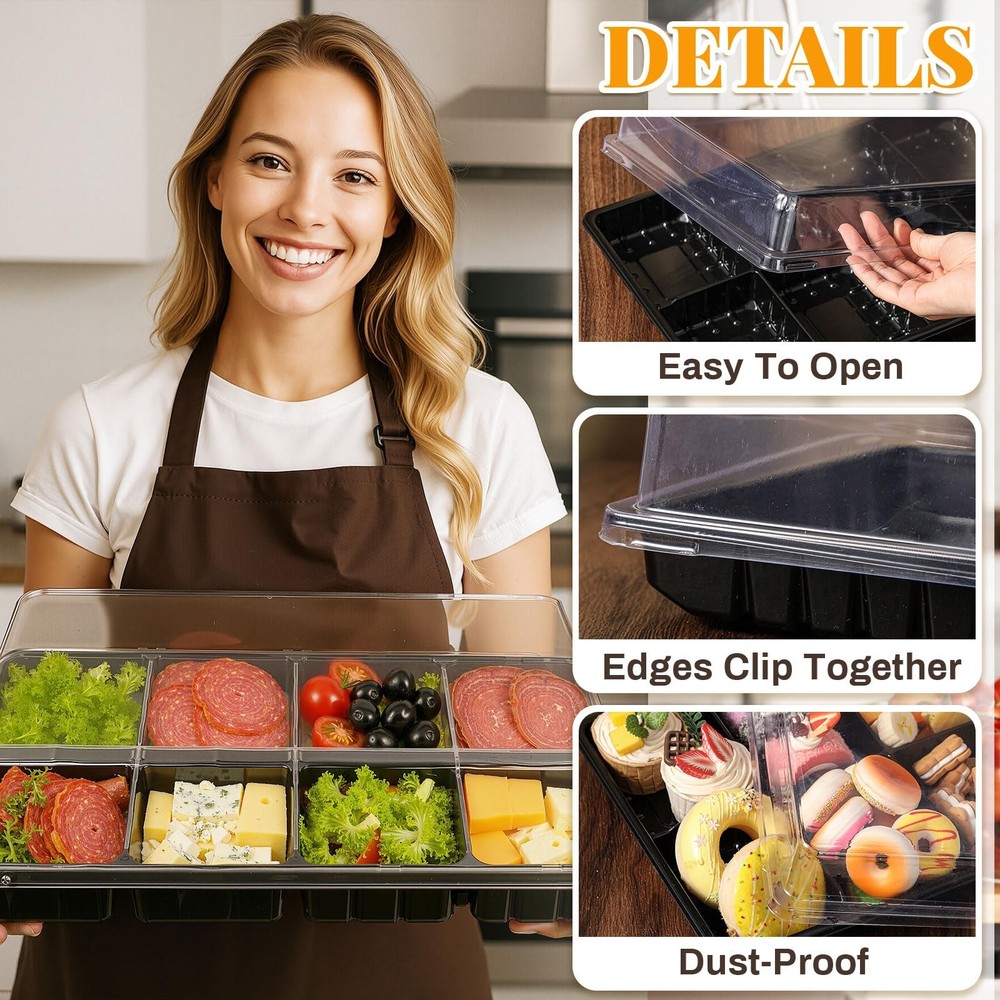 Shellwei 5 Pack 8 Compartments Divided Charcuterie Board with Lid Large 15 x ...