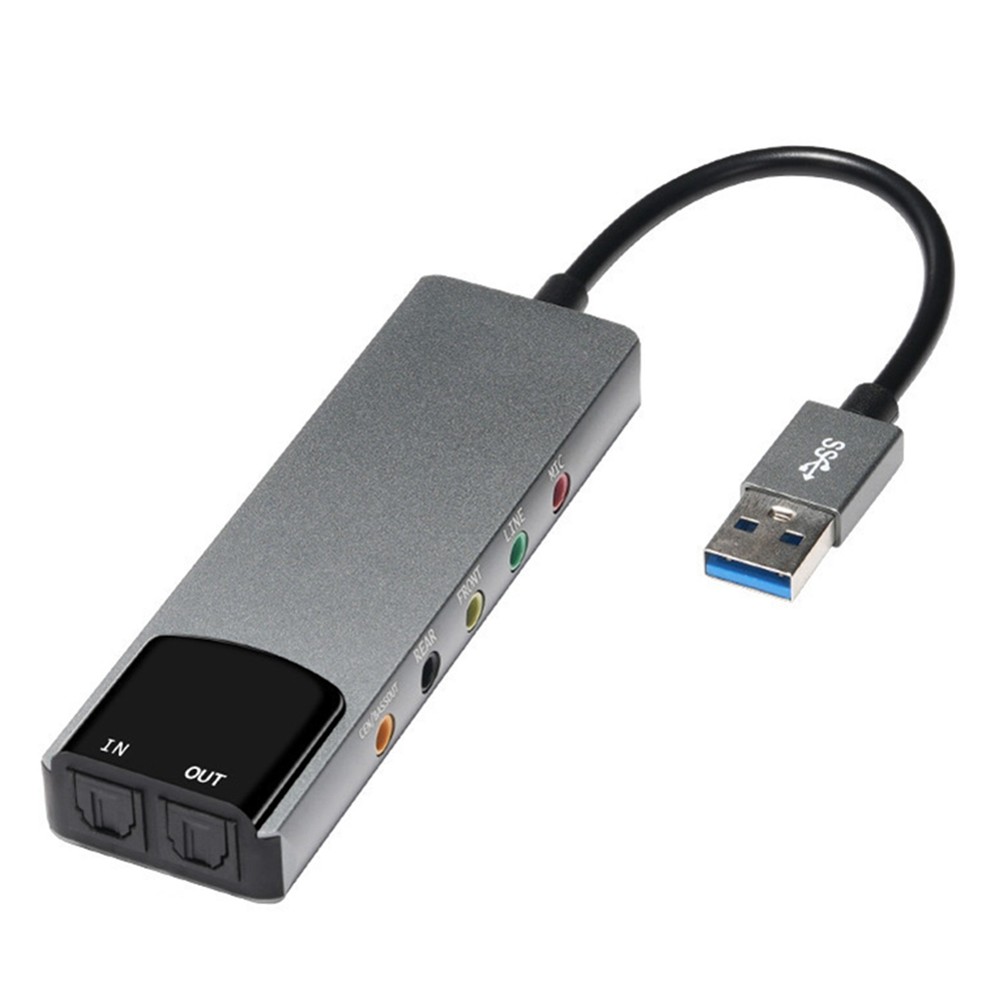 Usb External Multi-Function Sound Card 3 Input Terminals For PC Computer Laptop