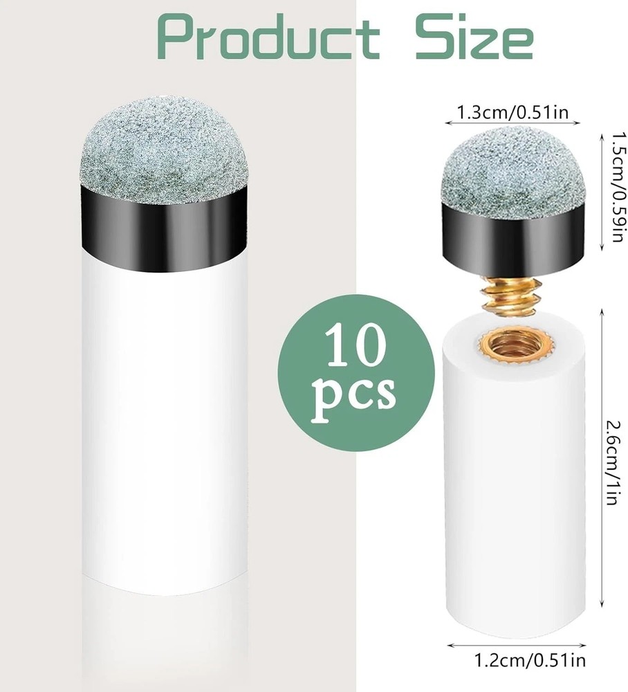 10 Sets Cue Tips for Pool Stick Billiard Cues Replacement Kit with...