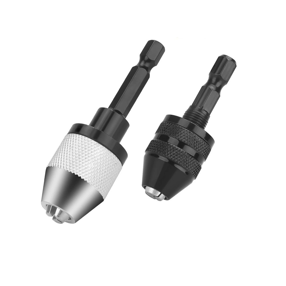 2x Keyless Drill Chuck Adapter 1/4" Hex For Power Tool Quick Change Accessory