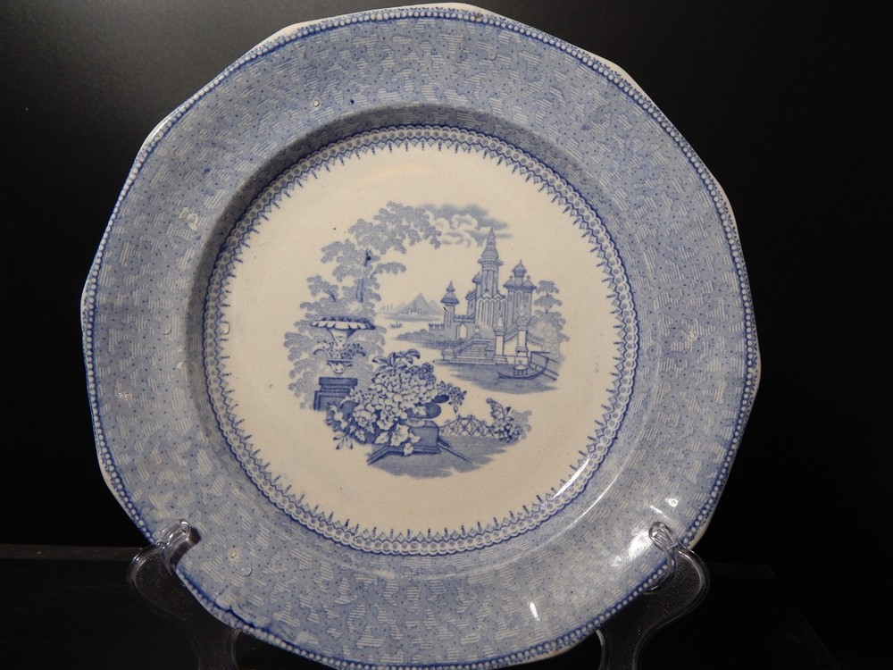 Antique Ironstone Transferware Marine Pattern Plate E. & G. PHILLIPS Defect