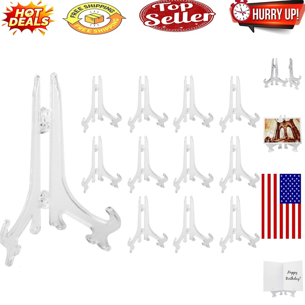 12 Clear Display Stands for Plates and Event Decorations - Elegant & Functional