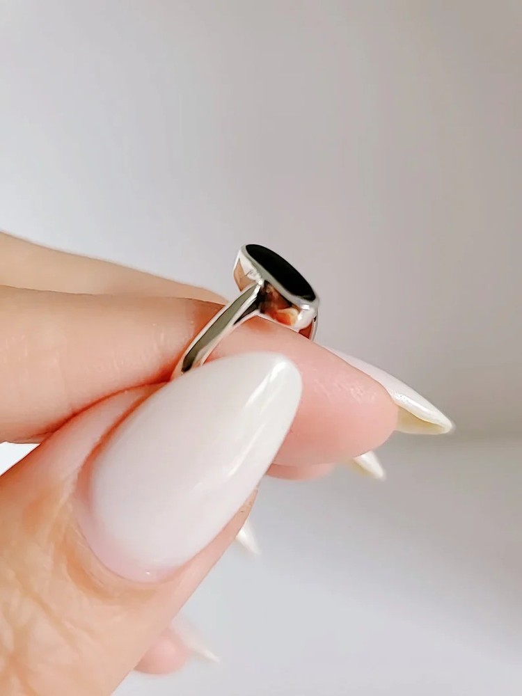 Dainty Onyx Sterling Silver Ring