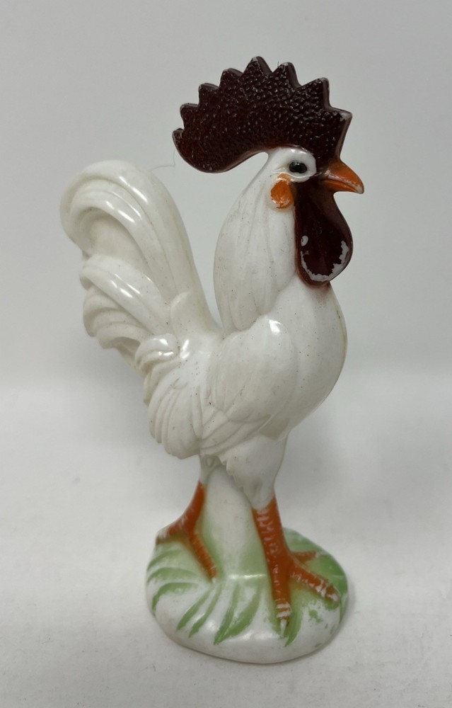 Vintage Knickerbocker Hard Plastic Rooster White 4.5” Easter