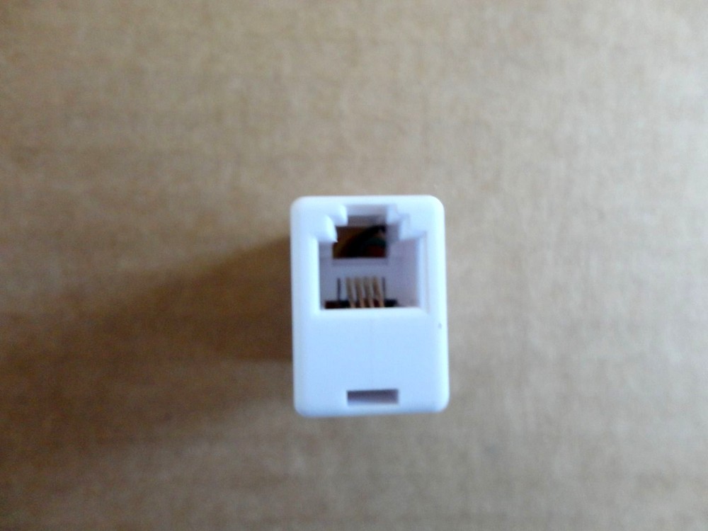 2 Modular Telephone Inline Double Jack Coupler Adapter RJ11-4C6P White