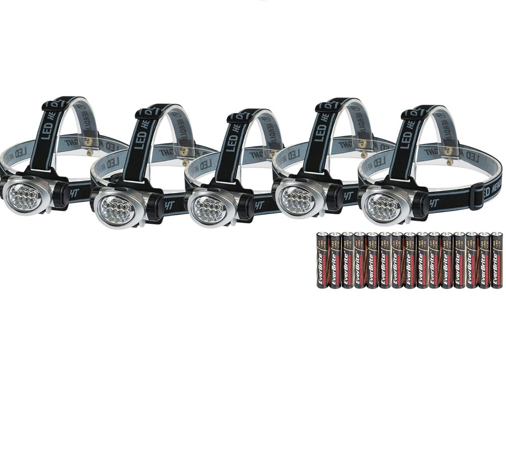 EverBrite 5-Pack LED Headlamp, 4 Lighting Modes with Adjustable Headband NEW